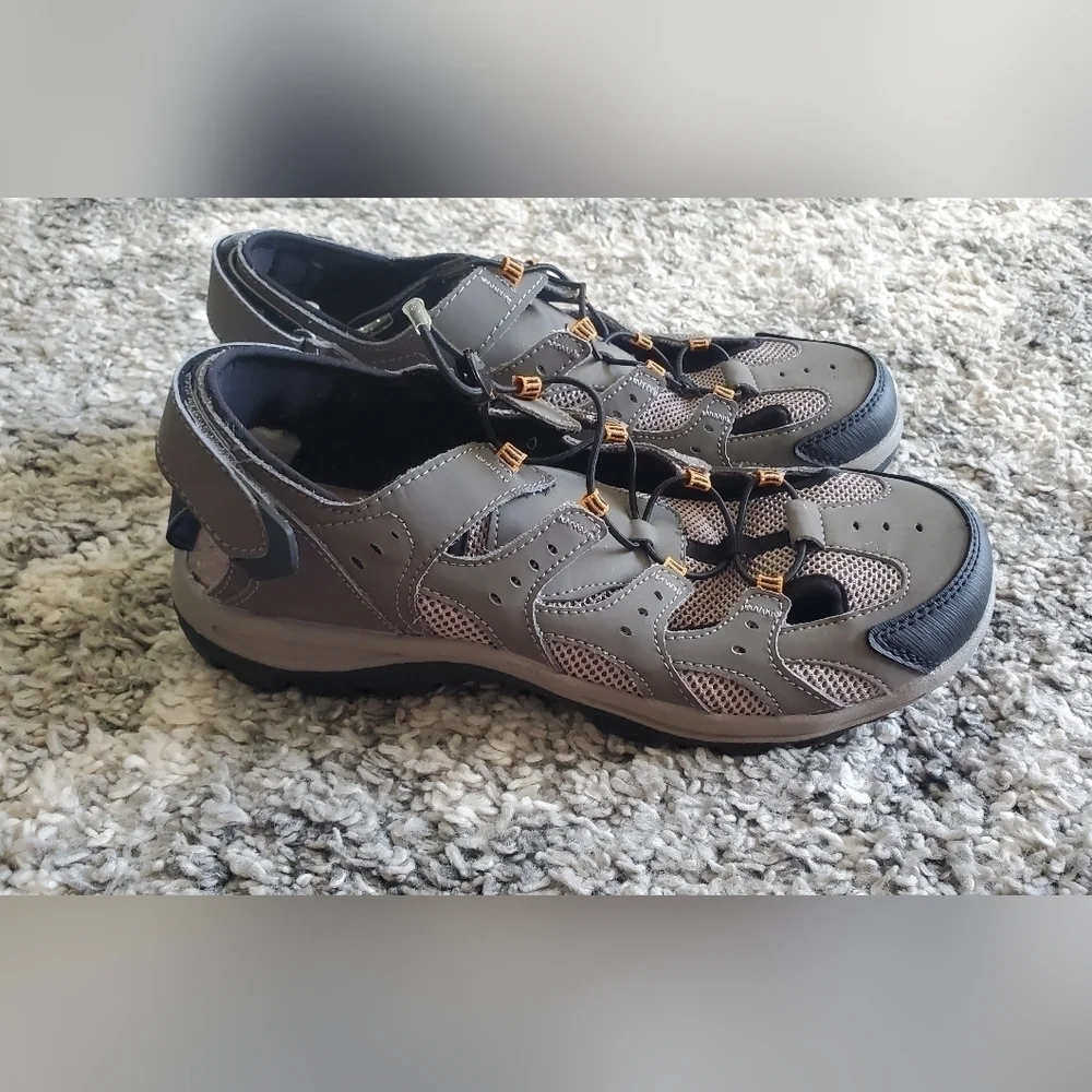 Mossimo Supply Co. Gray‎ Leather Slip On Draw Cord Sport Sandals Men's Shoe 10